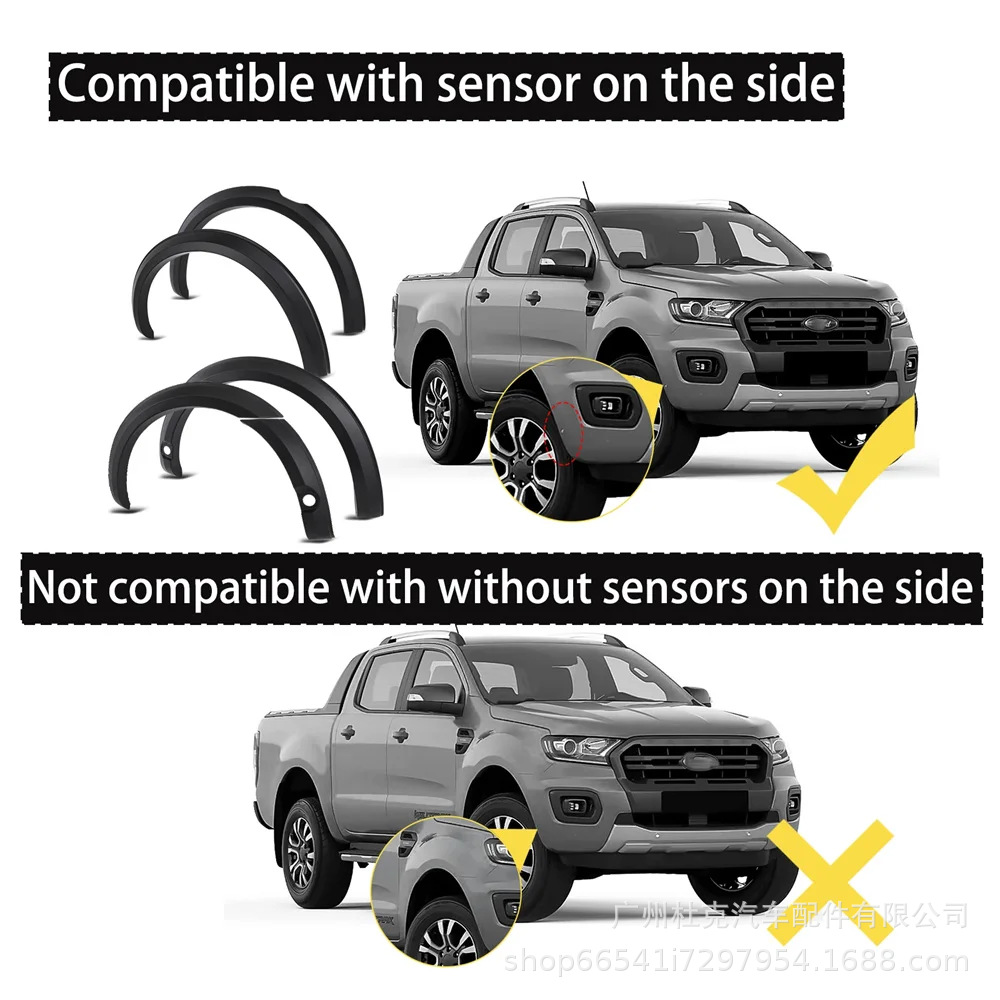 Suitable for 18-21 Ford Ranger T8 Narrow Version Wheel Arches with Radar Holes, Anti-Scratch Wheel Arch Modification for Pickup Trucks