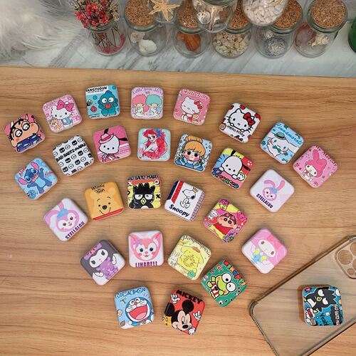 Cartoon square mirror airbag stand Kuromi convenient beauty makeup flip dual-sided mirror phone extensible folding stand