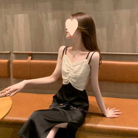 法式吊带连衣裙2025夏季新款女装气质小香风显瘦遮肚子高级感裙子