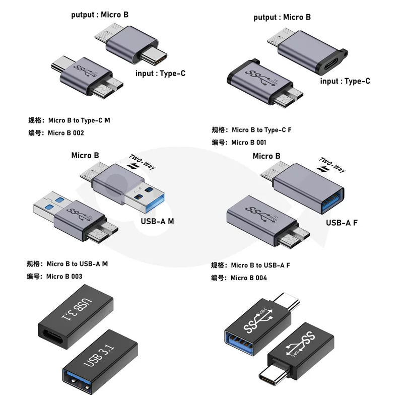衡越 Type-c to usb 3.0 micro usb A-C female to female type C adapter cable adapter