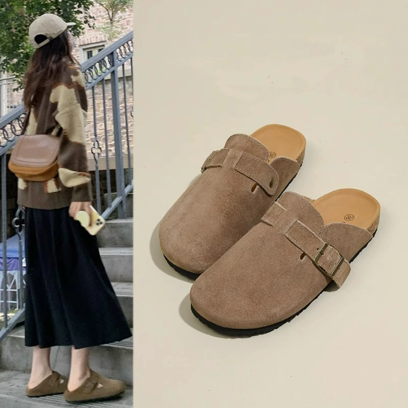 Мюли Birkenstock женские, пробковая платформа, толстая подошва, закрытый носок