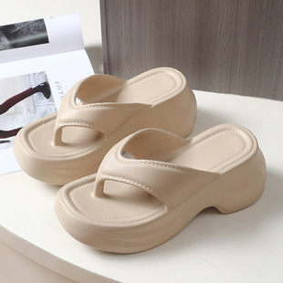 2025 New Simple Style Flip-flops Women's Summer Outer Wear Flip-flops Sandals Outer Wear Beach Holiday Lazy Slippers