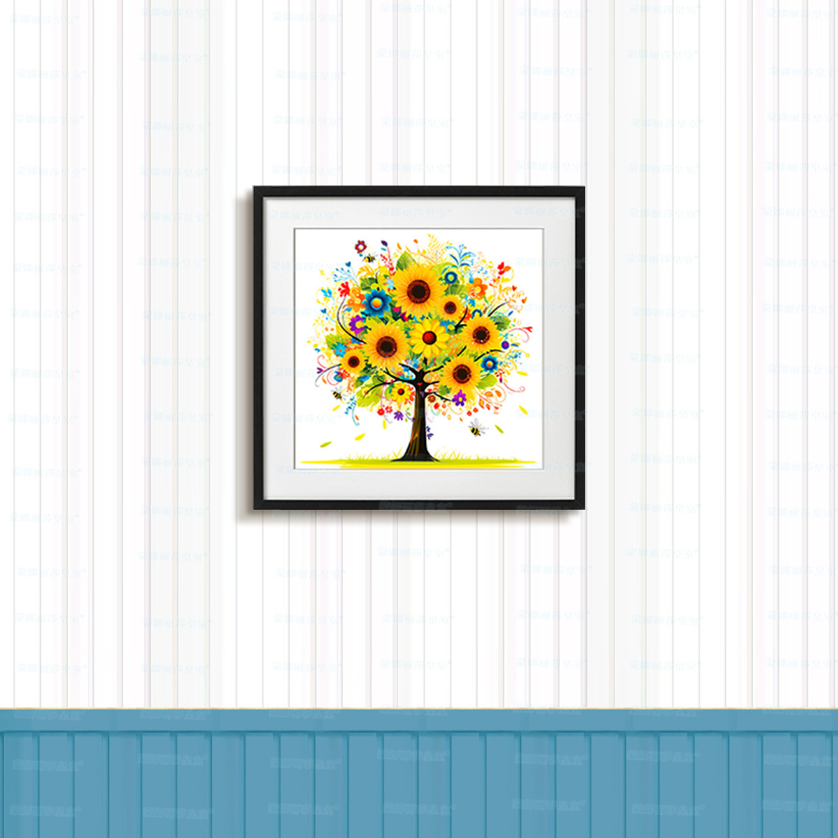 Mona Lisa Real bordado cruzado árbol de la felicidad - belleza moderna, estética minimalista piezas pequeñas cuelgan pinturas de dormitorio bordadas a mano image 4