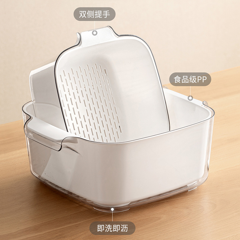 Cocina doméstica bandeja de frutas de plástico cesto de filtrado de agua de lavado de verduras cesto de lavado de verduras frutas