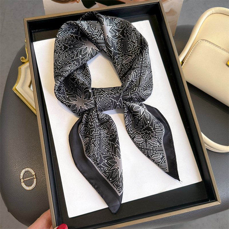 Retro luxury 70 printed square scarf spr...