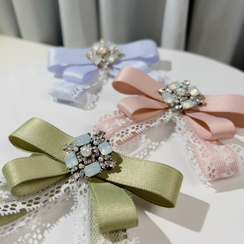 (Cross-border trading), Korean cute fresh fuchsia brooch with bow pearl, bow tie