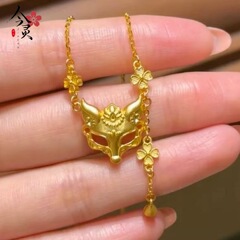 2025新款狐狸面具项链国风东方神秘感仙气流苏狐狸吊坠高级感颈链