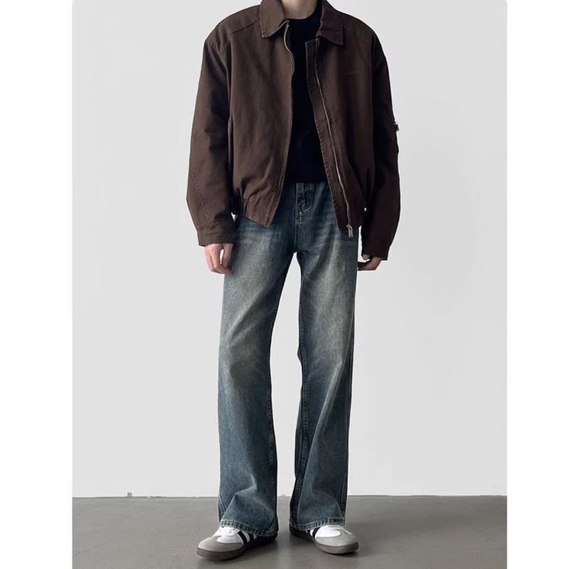 Korean Style Straight-Leg Jeans for Men 2026 New Trendy Brand Retro Cleanfit Loose Casual Straight-Leg Pants for Men