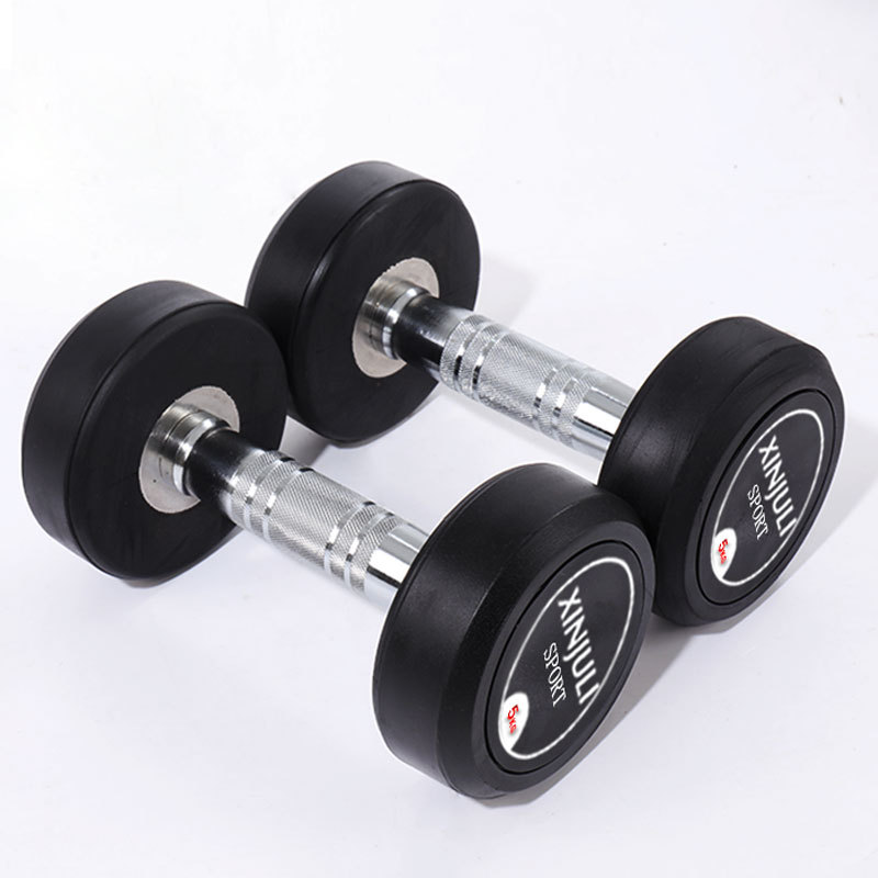 Cabeza redonda mancuerna fija hombres y mujeres Barbell con recubrimiento de goma pájaro volador gimnasio equipo de fitness hogar comercial mancuerna de hierro fundido