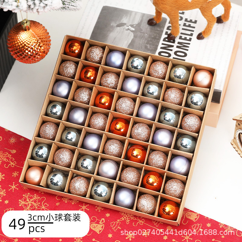 49個入り3cmクリスマスボール装飾光沢カラーボールメッキボール礼箱セットクリスマスツリーストラップシーン配置|undefined