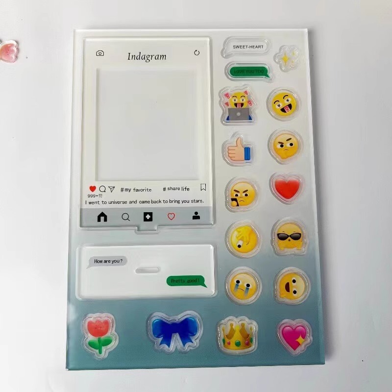 Tiktok popular ins style acrylic standing brand Creative 3-inch Polaroid photo rocking photo frame emoji expression