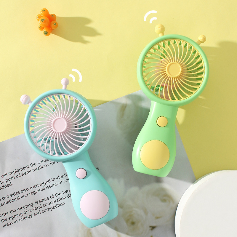 Handheld Small Fan Mini Charging Student Portable Ultra Silent Cartoon Desktop Small Compact Personal Strong Wind