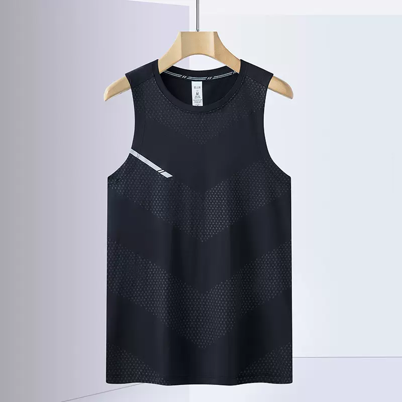夏天轻薄透气运动男背心跑步健身无袖t恤 冰丝弹力篮球速干短袖衫