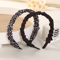 New Retro Floral Embossed Leopard Print Hairband Plain Bow Tie Face Washing Simple Long Hairpin Elegant Fresh Headband