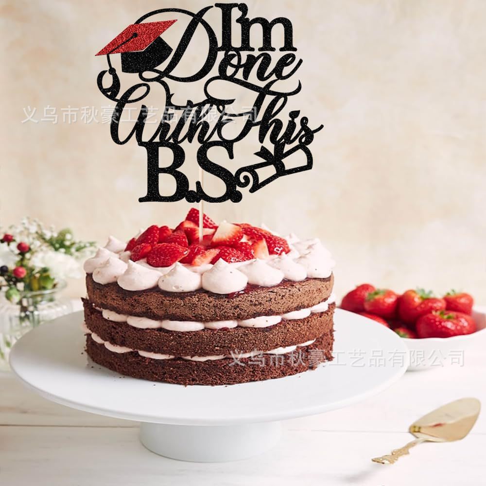 1 pieza de I'm Done with This B.S tarta inserta decoración divertida para felicitar la fiesta de graduación nuevo inserto