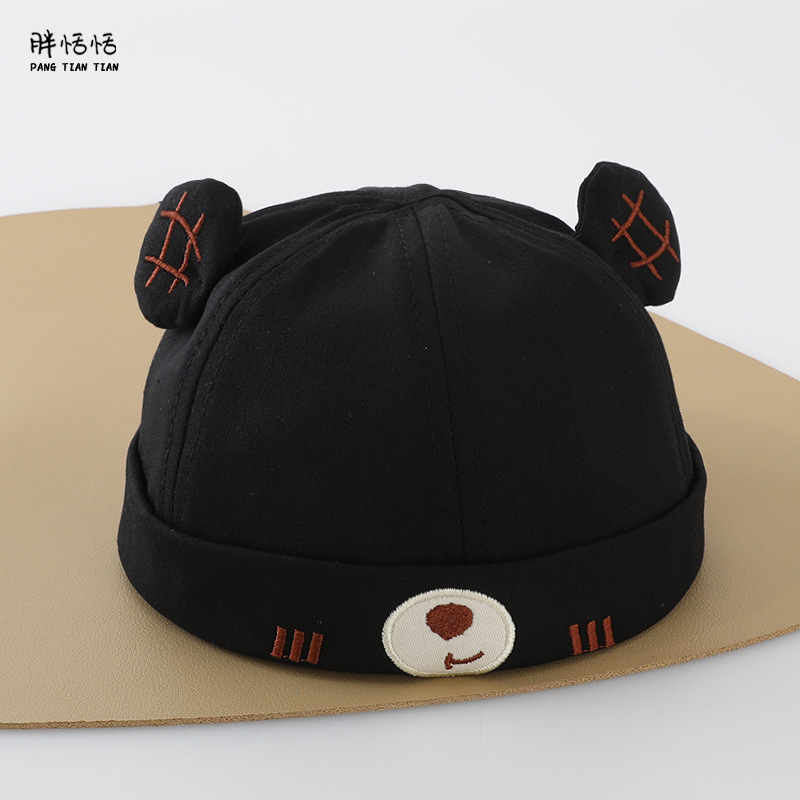 Sombrero para bebés primavera y otoño estilo coreano lindo oso algodón sombrero de primavera delgado bebé sombrero de piel de melón universal