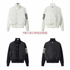 TB女士新款冬季针织袖羽绒服外套高领休闲百搭经典四杠立领羽绒服