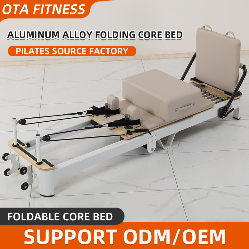 Cama plegable de aleación de aluminio pequeña cama blanca Pilates gran instrumento cama central de alta gama cama central plegable comercial de Pilates