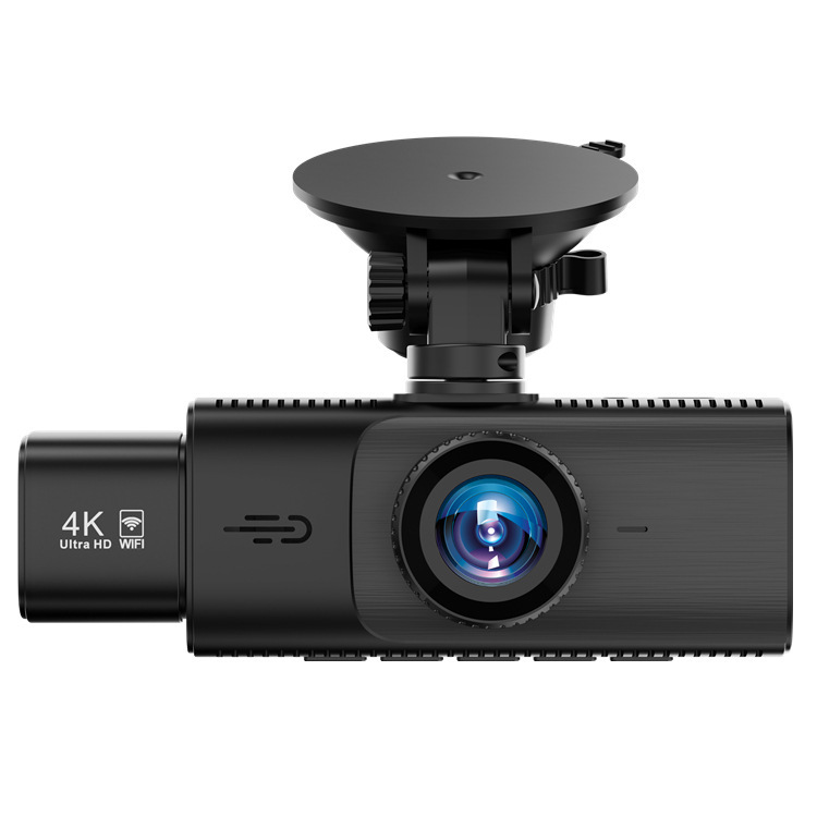 Cross-border 4K triple-camera dashcam with GPS tracking, wide-angle night vision, three-lens WIFI recorder, and reverse camera