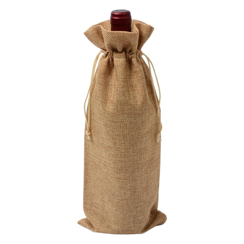 Bolsa de vino tinto de lino bolsa de degustación de vinos ciegos champán bolsa de embalaje de vino tinto a prueba de polvo con cordón bolsa de lino bolsa de vino de lino