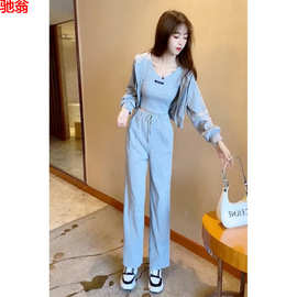 Y9Z小个子穿搭一整套秋装新款运动休闲背心卫衣外套裤子套装女三