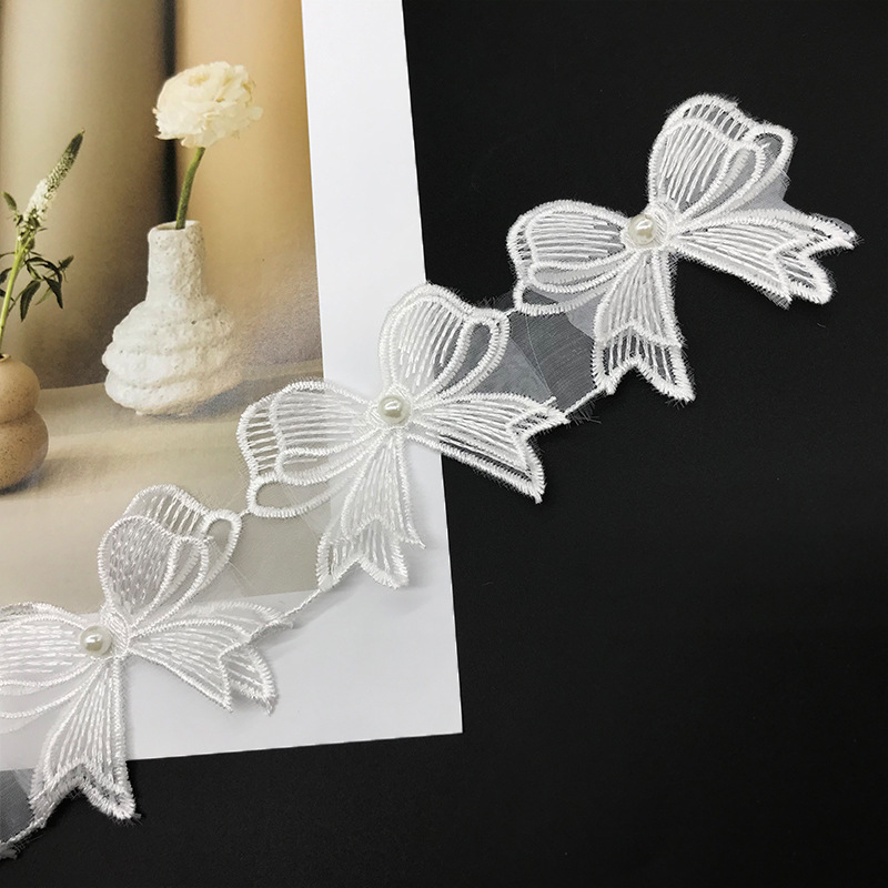 优多品白色欧根纱花朵 优雅设计蕾丝花边手工Diy饰品服装配料批发