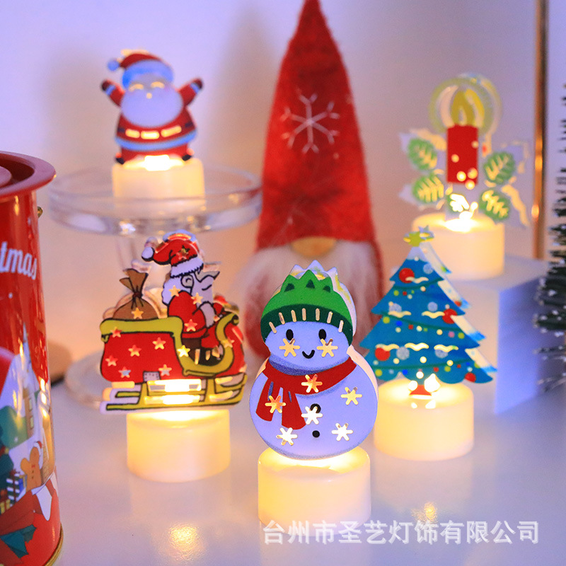 Nuevas velas electrónicas transfronterizas árbol de Navidad Papá Noel lámpara muñeco de nieve velas creativas decoración de luces nocturnas image 4