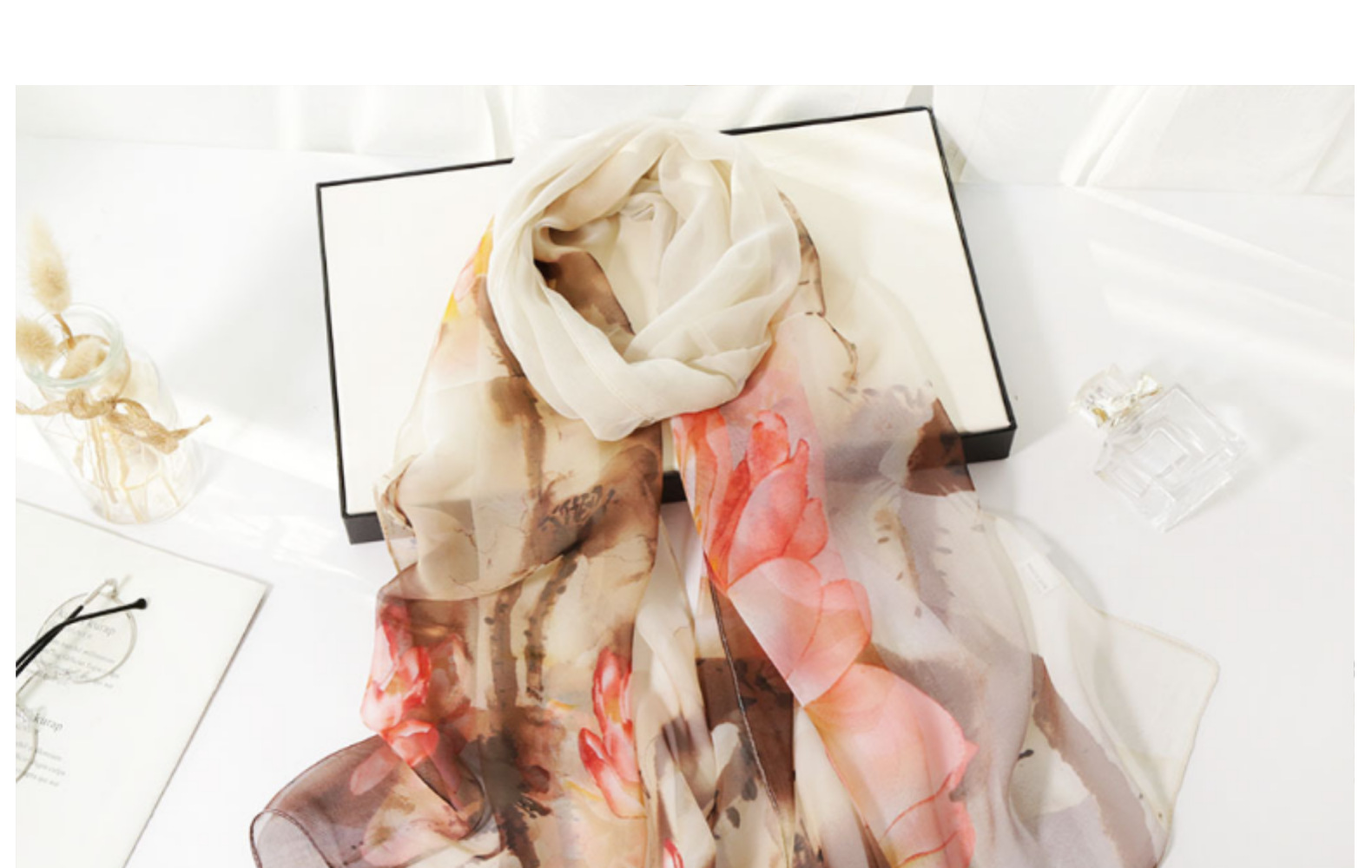 Women's Elegant Flower Georgette Silk Scarves display picture 1