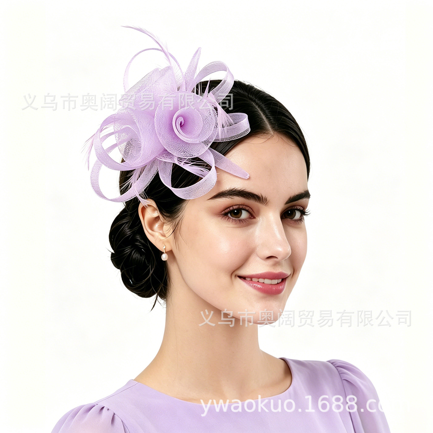 Cross-Border Popular Bridal Retro Mesh Feather Head Flower Jockey Club Flower Hair Accessories Amazon Headdress Wholesale Supply