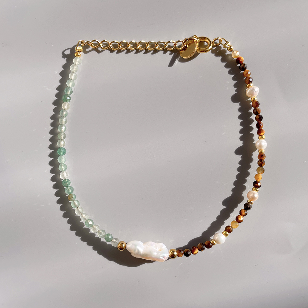 Fashion Round Pearl Titanium Steel Beaded Bracelets 1 Piece