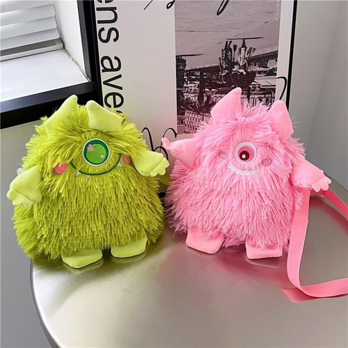 New ins cartoon little monster plush shoulder crossbody bag monster backpack doll fresh animal mobile phone bag trendy