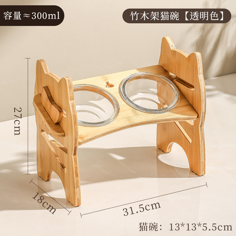 조정 가능한 고양이 그릇-유리