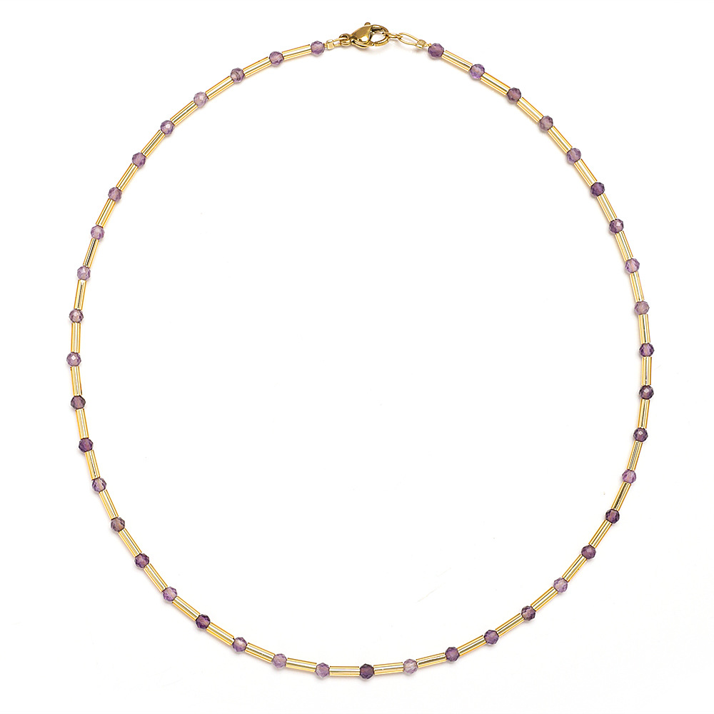 1 Piece Quantity Vintage Style Color Block Natural Stone Necklace In Bulk