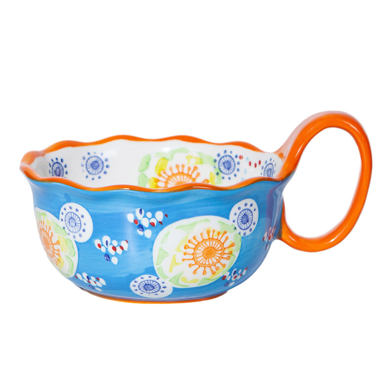 Cuencos de porcelana de flores de pelo suelto, cubiertos de cerámica creativos, bolos de fideos, bolos de gran tamaño, mango mayorista y minorista, bolos de sopa.