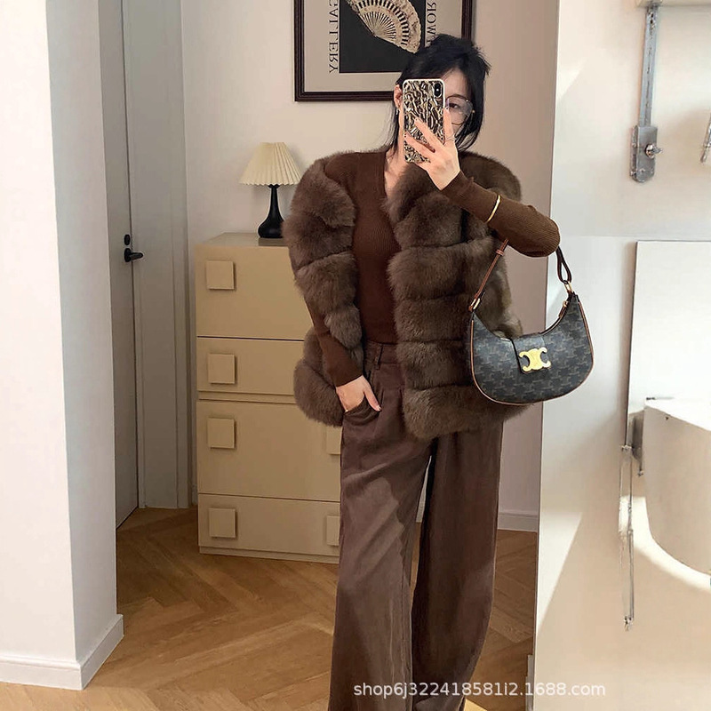 皮草马甲女款2025新款整皮狐狸毛真毛马夹海宁小个子毛毛上衣潮|undefined