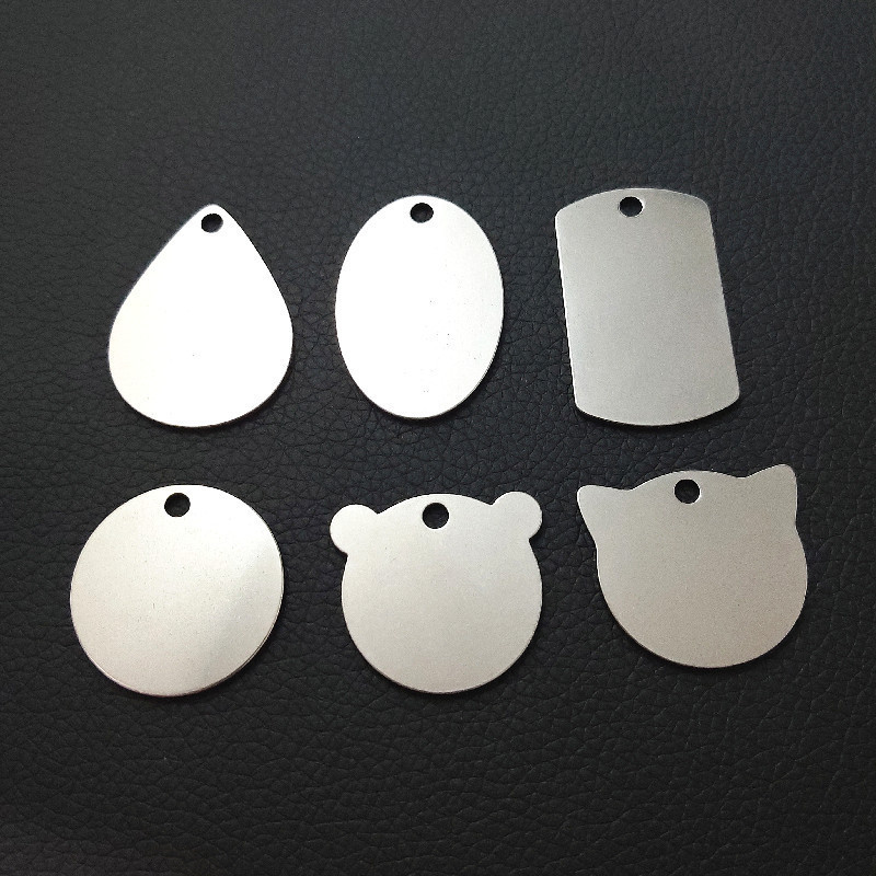 Placa de acero inoxidable llavero de acero inoxidable material láser en blanco llavero