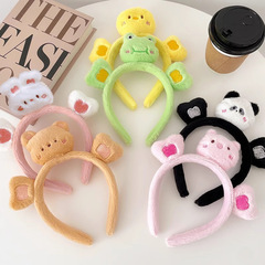 Cartoon cute stuffed animal face wash headband for women sweet hair press headband wash makeup non-slip hairpin headgear