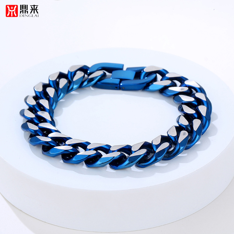 Cross-Border European and American Stainless Steel Six-Sided Grinding Bracelet Jewelry Buckle Fashion Single Chain Titanium Steel Cuban Chain Jewelry Bracelet Cross-Border European and American Stainless Steel Six-Sided Grinding Bracelet Jewelry Buckle Fashion Single Chain Titanium Steel Cuban Chain Jewelry Bracelet
