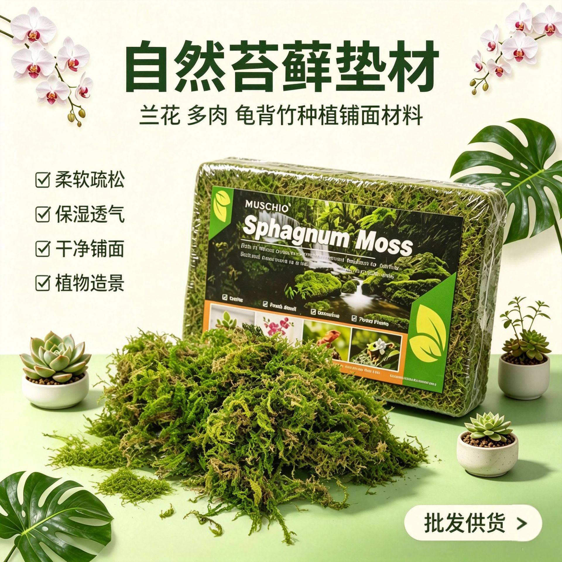 干青苔蝴蝶兰兰花石斛多肉营养土盆栽铺面泥炭藓干苔藓水苔批发