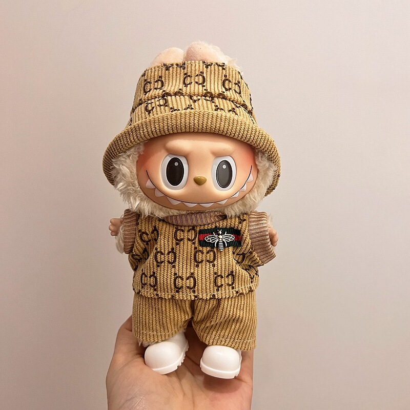Labubu ベビー服ビニールラブブ 17 センチメートル人形かわいいドレスアップカジュアルスーツスカートぬいぐるみ服|undefined
