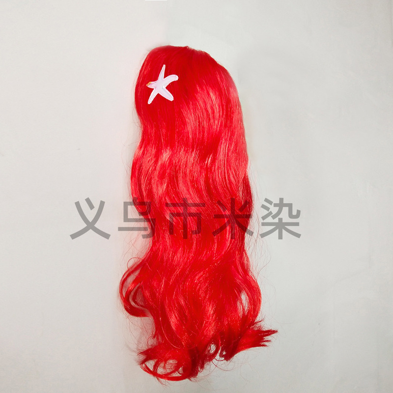 Mermaid Wig Kids Halloween Party Dress Up cos Ariel Princess Wig Red Long Wave Wig
