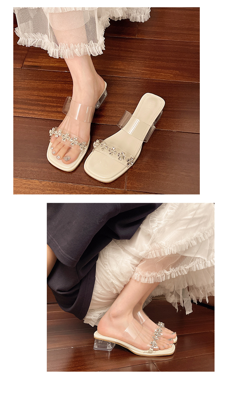 French Style Heels For Women Summer Outdoor Fairy Shoes High-end Transparent Rhinestone One-strap Stunning High Heel_vogvips.com