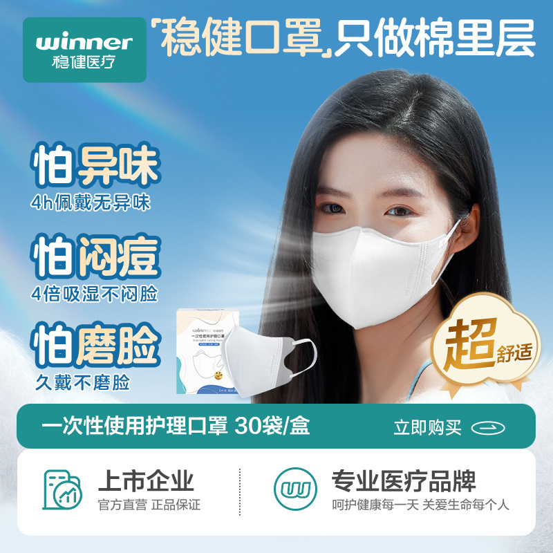 Winner穏健使い捨て看護マスク日用型三層独立包装立体マスク30本/ケース|undefined