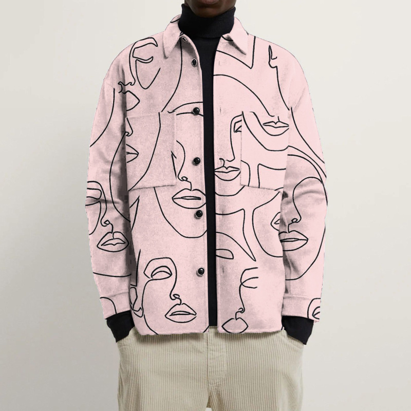 Herren Jacke Mit Graffiti Print Aus Baumwolle Und Reverskragen_voghion.com