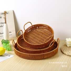 仿藤编收纳筐手提面包点心盘水果筐零食糖果面包篮馒头收纳托盘