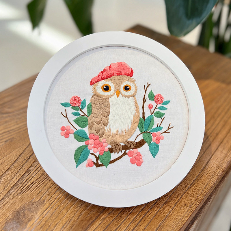 Paquete de material de bricolaje hecho a mano con bordado de búho