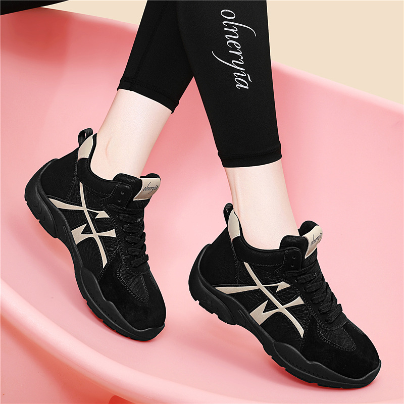 2025秋冬新款复古德迅休闲运动跑步鞋舒适厚底百搭鞋子女款高帮