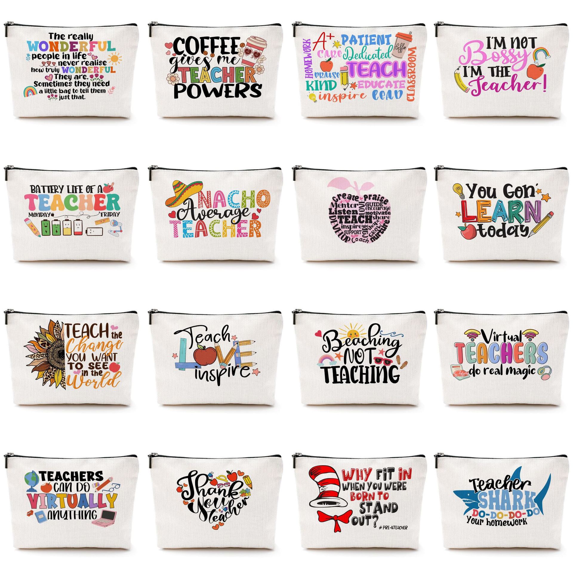 Transfronterizo Amazon explosión gráfica inglesa bolsa de maquillaje regalo zipper bolsa de lino impermeable bolsa de maquillaje bolsa de almacenamiento