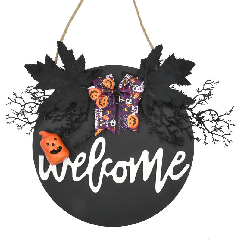 Festival transfronterizo portal guirlandas Halloween bienvenida madera accesorios decorativos Helloween puerta colgante guirlandas