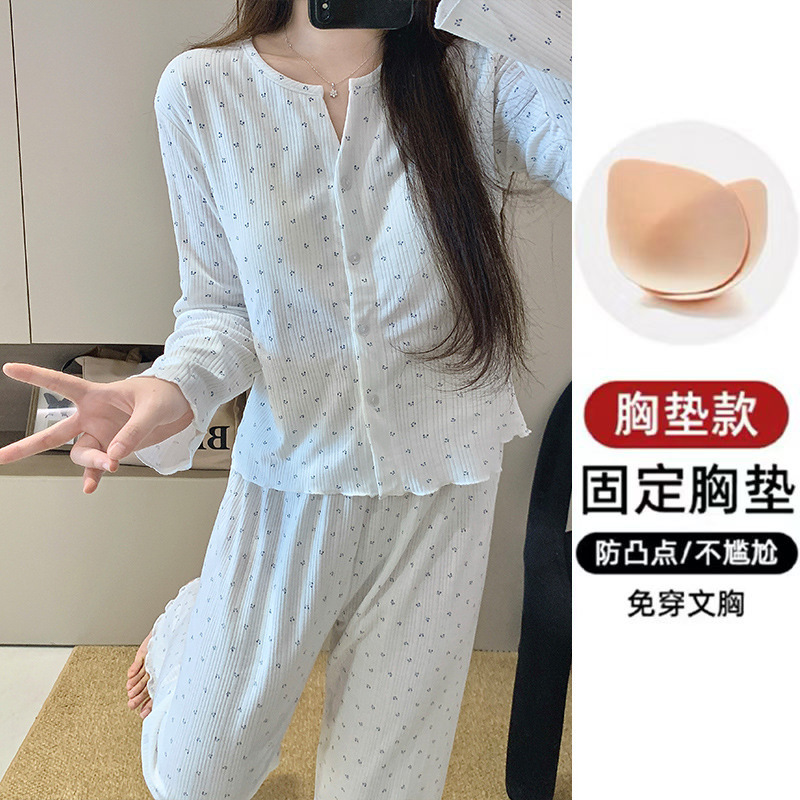 F-가슴 패드 포함 341 블루 플로럴